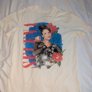 Adult‎ Small "Selena" Graphic Print White Short Sleeve T-shirt